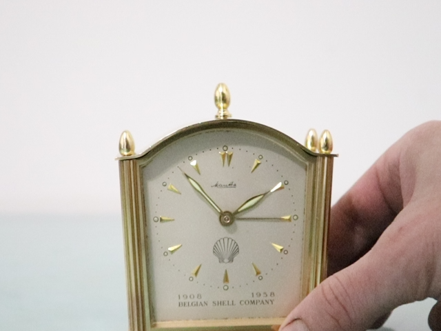 MAUTHE Mantel Alarm Clock Vintage BRASS Case Germany MAUTHE Mantel Alarm Clock Vintage BRASS Case Germany