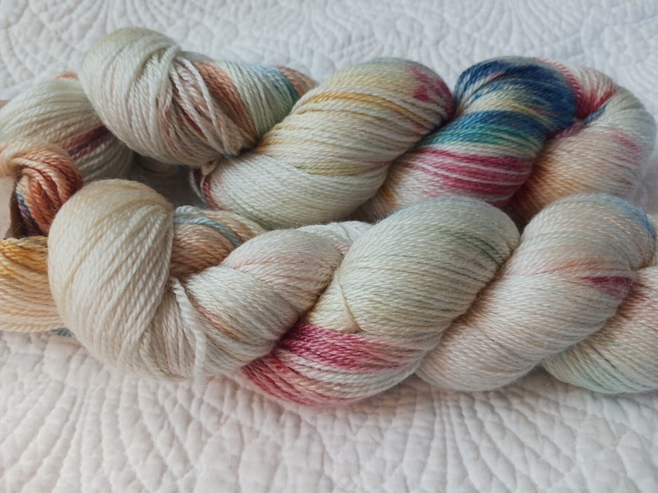 Authentic HandDyed Blend Merino Wool Lyocell Yarn 2 Sks Petal Perfecto