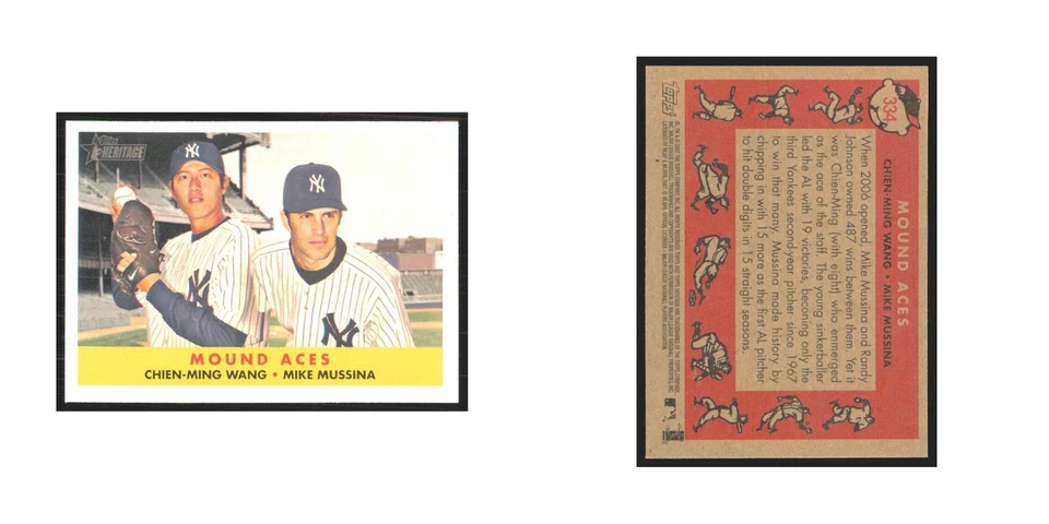 Chien-Ming Wang Mike Mussina 2007 Topps Heritage #334 New York Yankees NM - Image 3 of 3