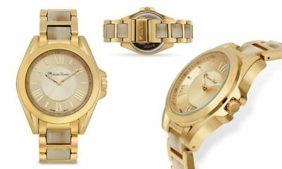 NEW Lucien Pezzoni 9476A Womens Neapolitan Roman Gold IP Metal Bone Enamel Watch