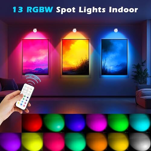 Wiederaufladbarer LED Strahler für Innen, kabelloser RGB Spot Licht mit 2er Pack - Bild 5 von 8