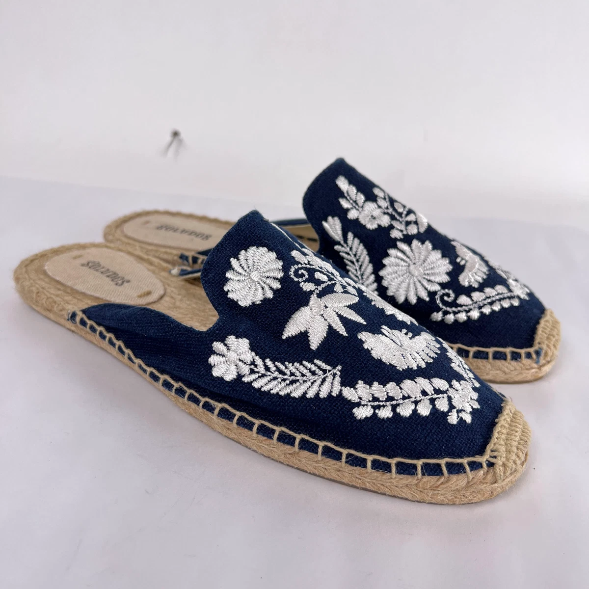 Soludos Midnight Blue Ibiza Embroidered Mules Slip On Slide