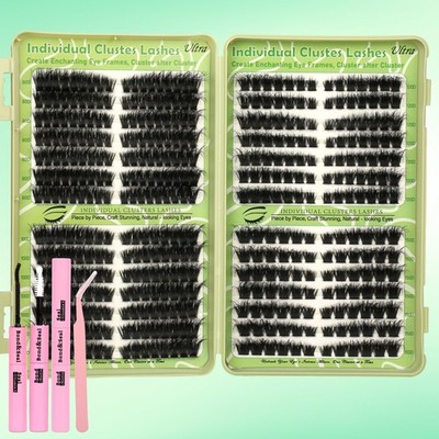 Gmagictobo Cat Eye Wispy Lash Clusters Kit 420Pcs 1 pair (Pack of 420), Black 
