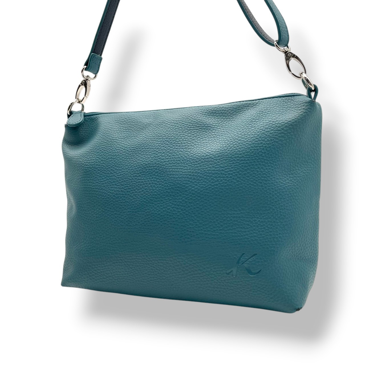 Authentic Kitamura K Logo Leather Tote Bag Blue Shoulder Bag A4