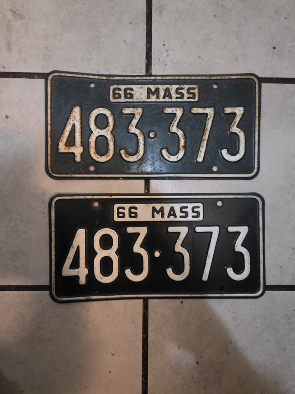 Massachusetts License Plates Matching Pair Lot of 2, 483-373