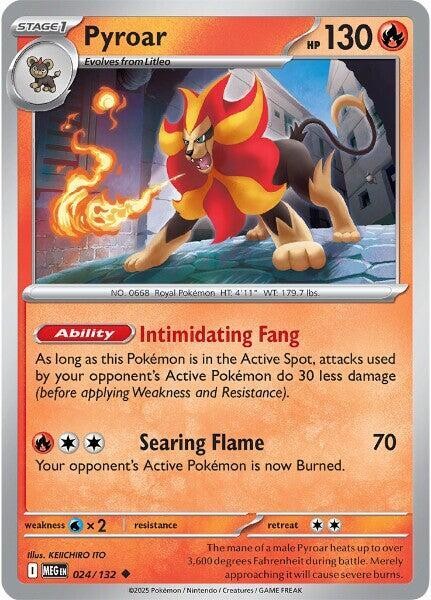 Pyroar #024/132 NM Reverse Holo Uncommon ME01: Mega Evolution