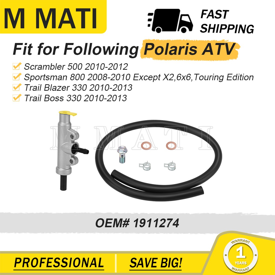 Rear Brake Master Cylinder Assy for Polaris Trail Blazer/Trail Boss 330 2010-13