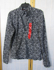 NIB Spyder Active Black/white Marl Fleece High Collar Jacket 1/4 Zip Women's M