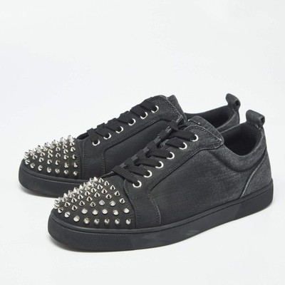 Christian Louboutin Louis Junior Size 42 Black Denim studded Lace