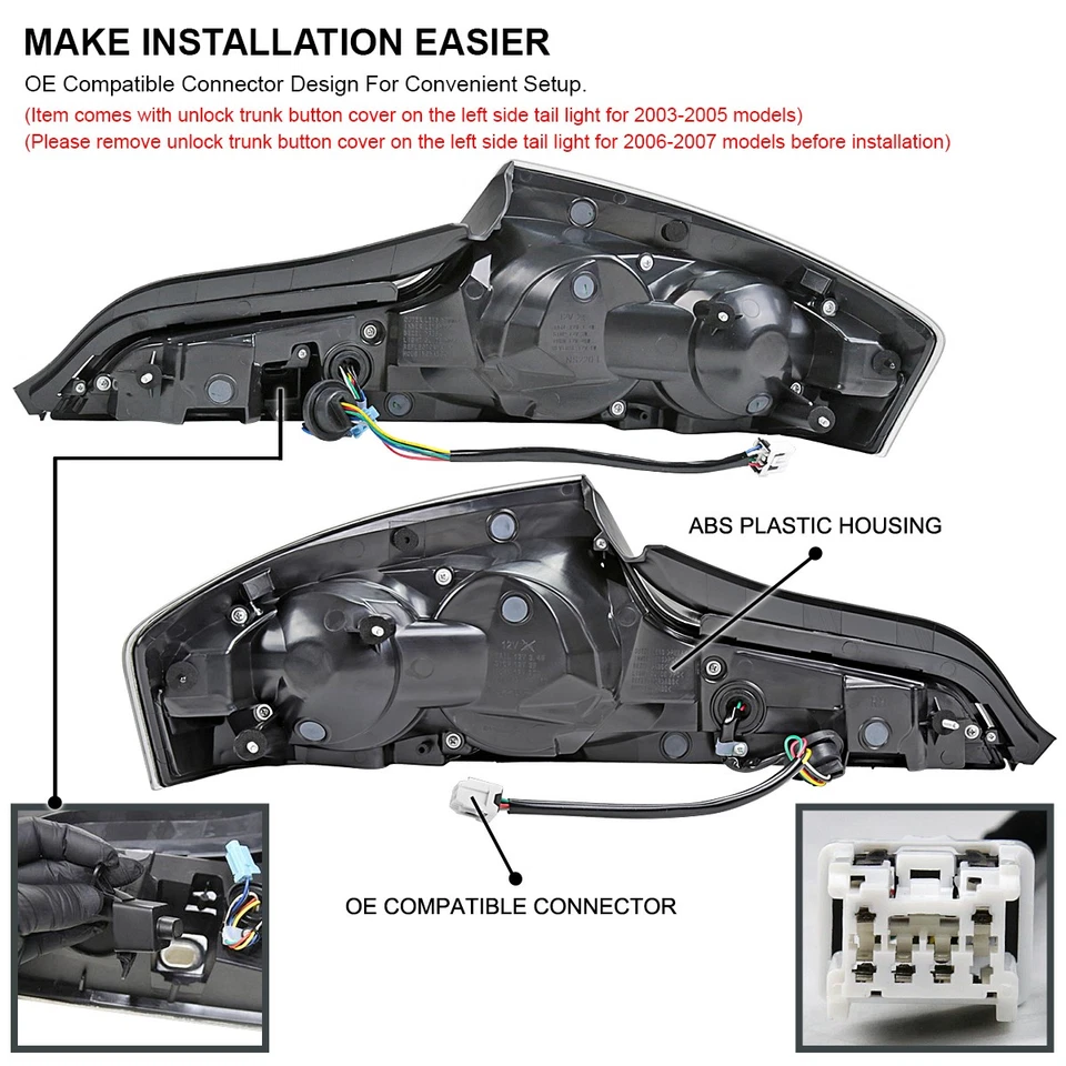 Jet Black Fits 2003-2007 Infiniti G35 Coupe LED Tail Lights Sequential Signal Foto 4 de 4