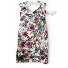 NWT Maggy L Petite Floral Sheath Dress Size 6P Multicolor Cotton Blend