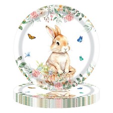 Happy Easter Party Plate Rabbit Table Decoration Spring Garden Tableware 7" ×20