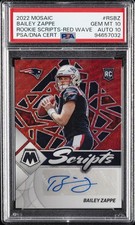 2022 PANINI MOSAIC RC SCRIPTS RED WAVE #RSBZ BAILEY ZAPPE 1/10 PSA 10 AUTO 10