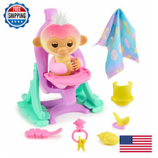 Fingerlings Jas Interactive Baby Monkey Nursery Playset 2-in-1 Cradle High Chair