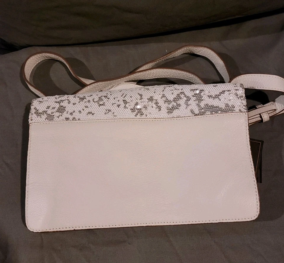 Bolso Bandolera BCBG MAX AZRIA para Clutch Correa Extraíble Cuero Blanco Lentejuelas Foto 4 de 4
