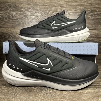 Nike Men's Air Winflo 9 Shield Black White Running Shoes Sneakers Trainers New
