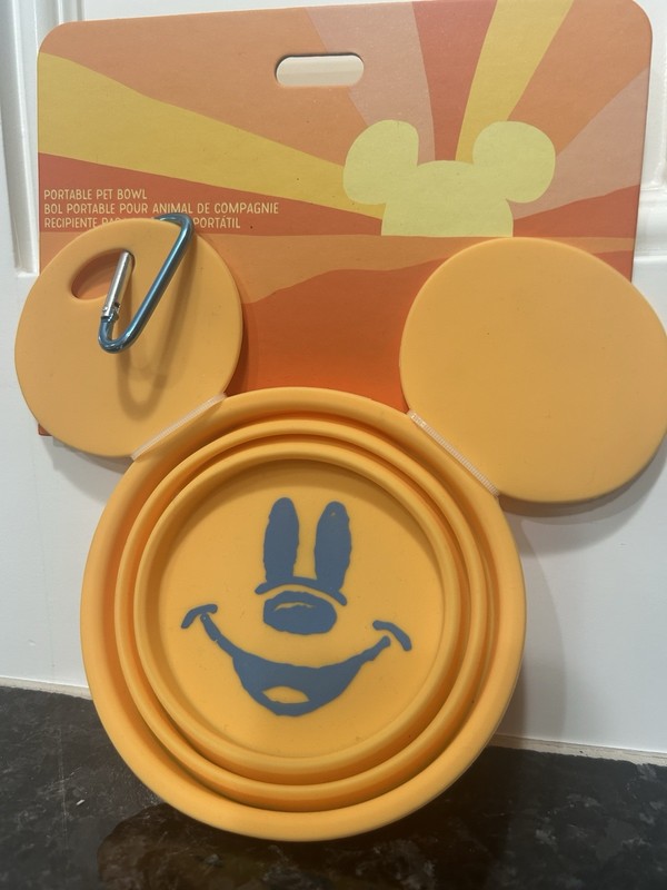 Disney Parks Mickey Mouse Portable Pet Bowl Orange