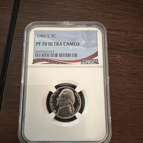 1986 S Proof Jefferson Nickel NGC PF 70 Ultra Cameo