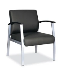 Alera ML2319 MetaLounge Series Mid-Back Guest Chair - Black Seat/Silver Base