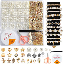 1200Pcs Pearl Beads for Bracelets, Bracelet Making Kit for Adults, Kids Friendsh