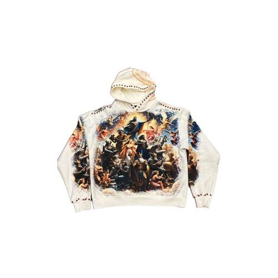 Stray Zip Up Hoodie Studded Mens Cream ST1523