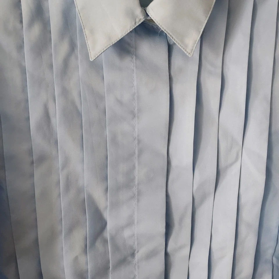 Top vintage años 70 Rhoda Lee plisado con botones para mujer talla 10 azul Foto 3 de 4