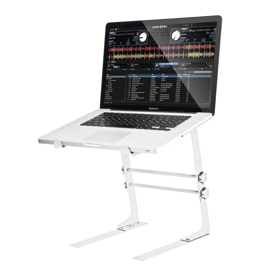 MR DJ LTS109WH Laptop Computer Stand White Mobile Disc Jockey PC Table ...