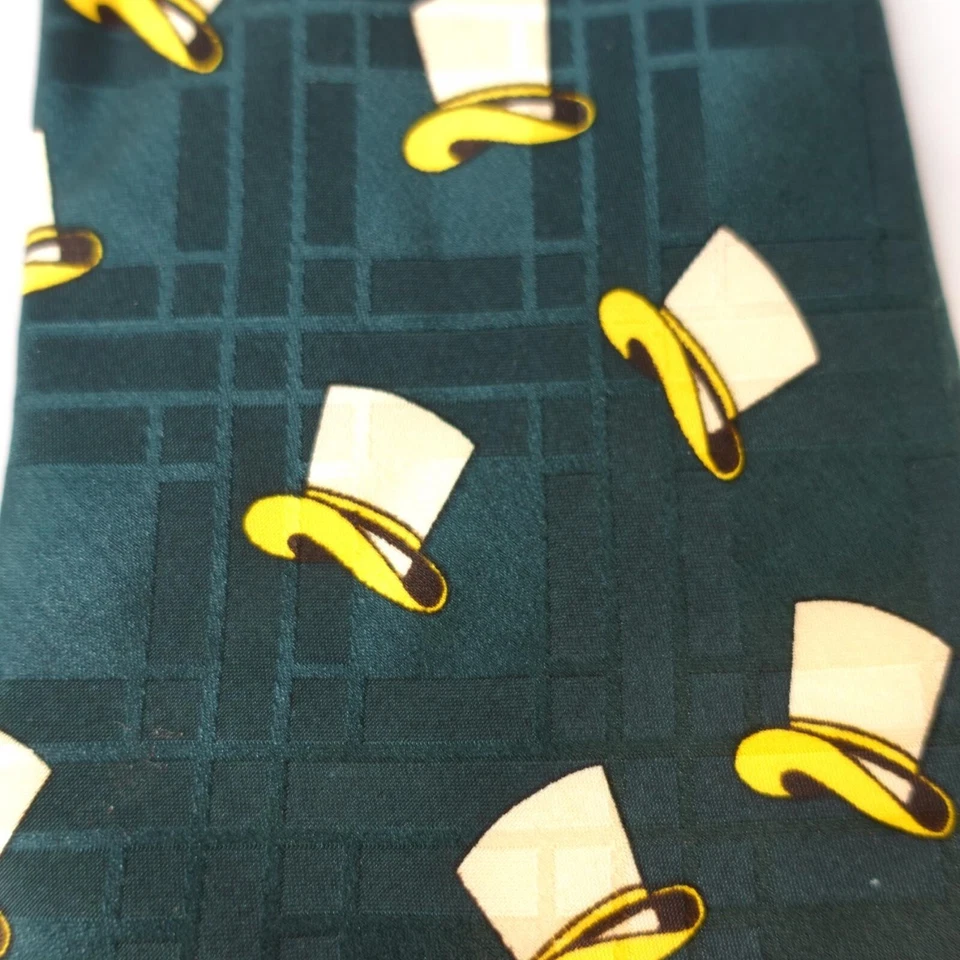 西装礼服领带男式绿色黄色帽子图案经典正式异想天开的乐趣 — 第 4/4 张图片