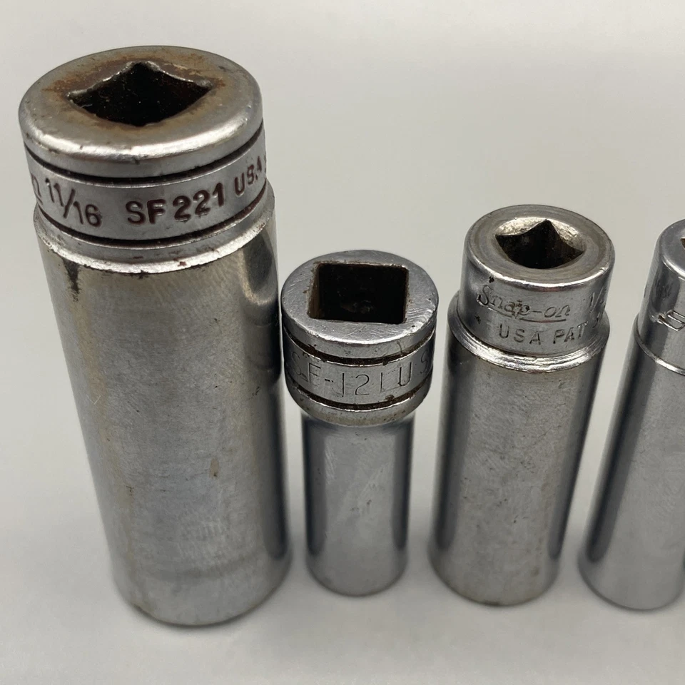 Snap-on 3/8" 1/4" Drive Deep Socket Set 16 pc 6 Point 12 point USA Mechanic lot - Image 2 of 4