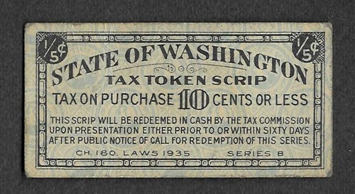 1935 State Of Washington Tax Token Script