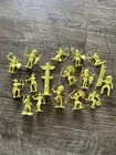 Vintage 1960s Marx Fort Apache Indian Play Set of 16 ~ Yellow ~ w/ Totem
