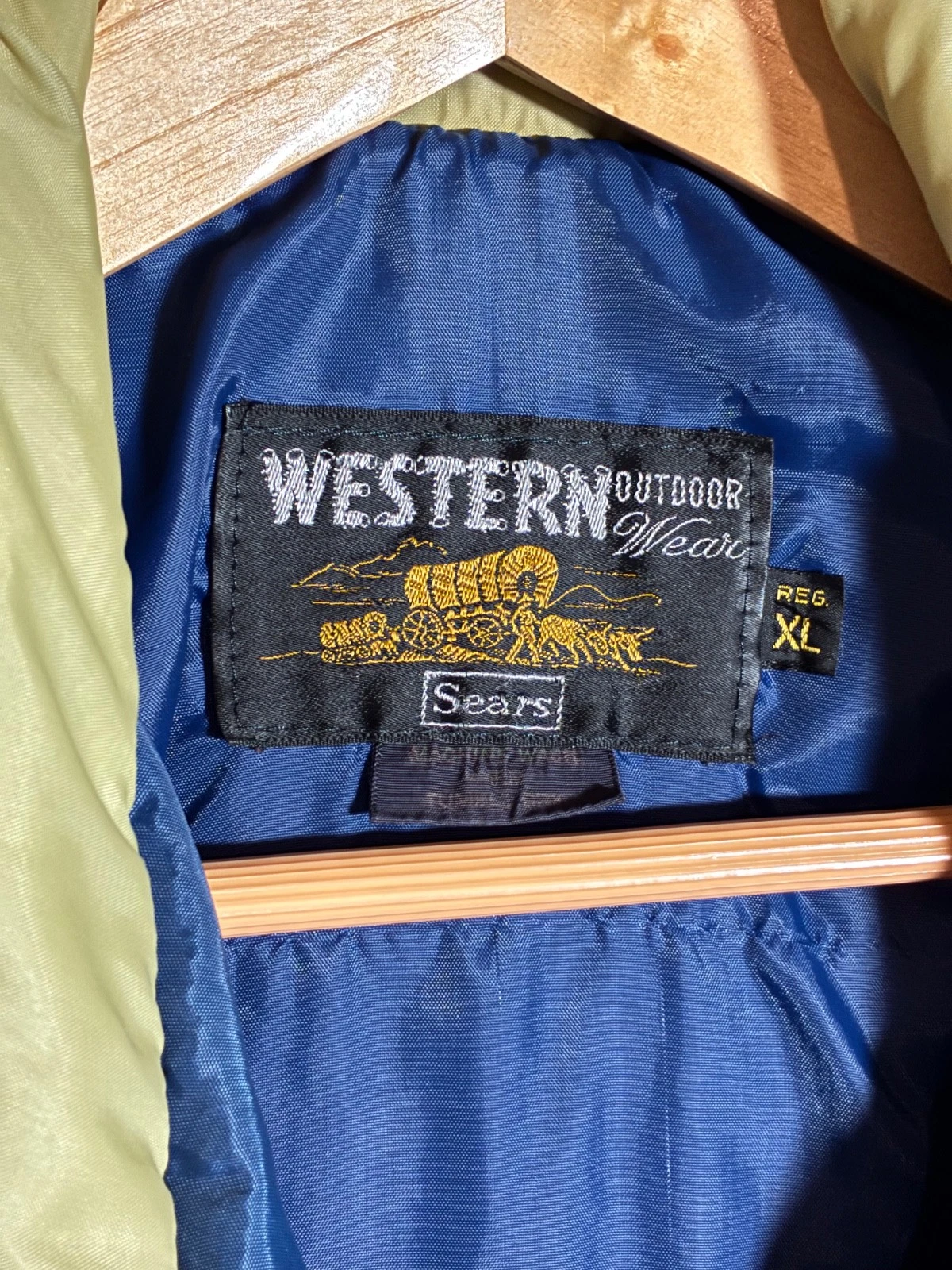 Vintage Sears Western Vest Puffer Snap Front Ski Blue Tan Snap XL - product detail image 3