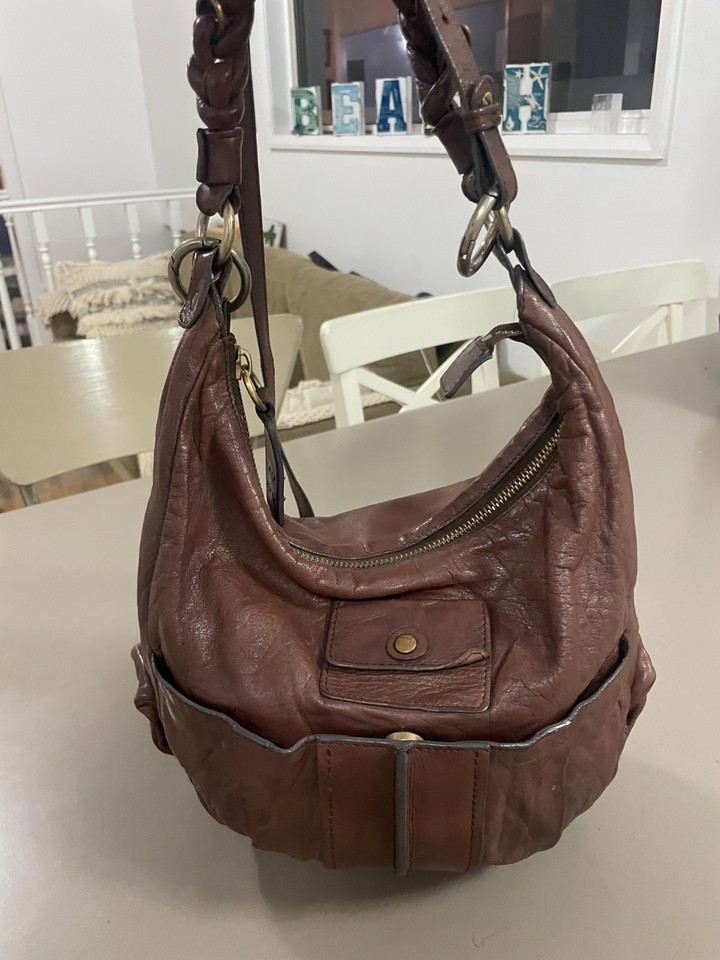 CHLOE Heloise Hobo Braided Crossbody Handbag Brown Leather designer bag