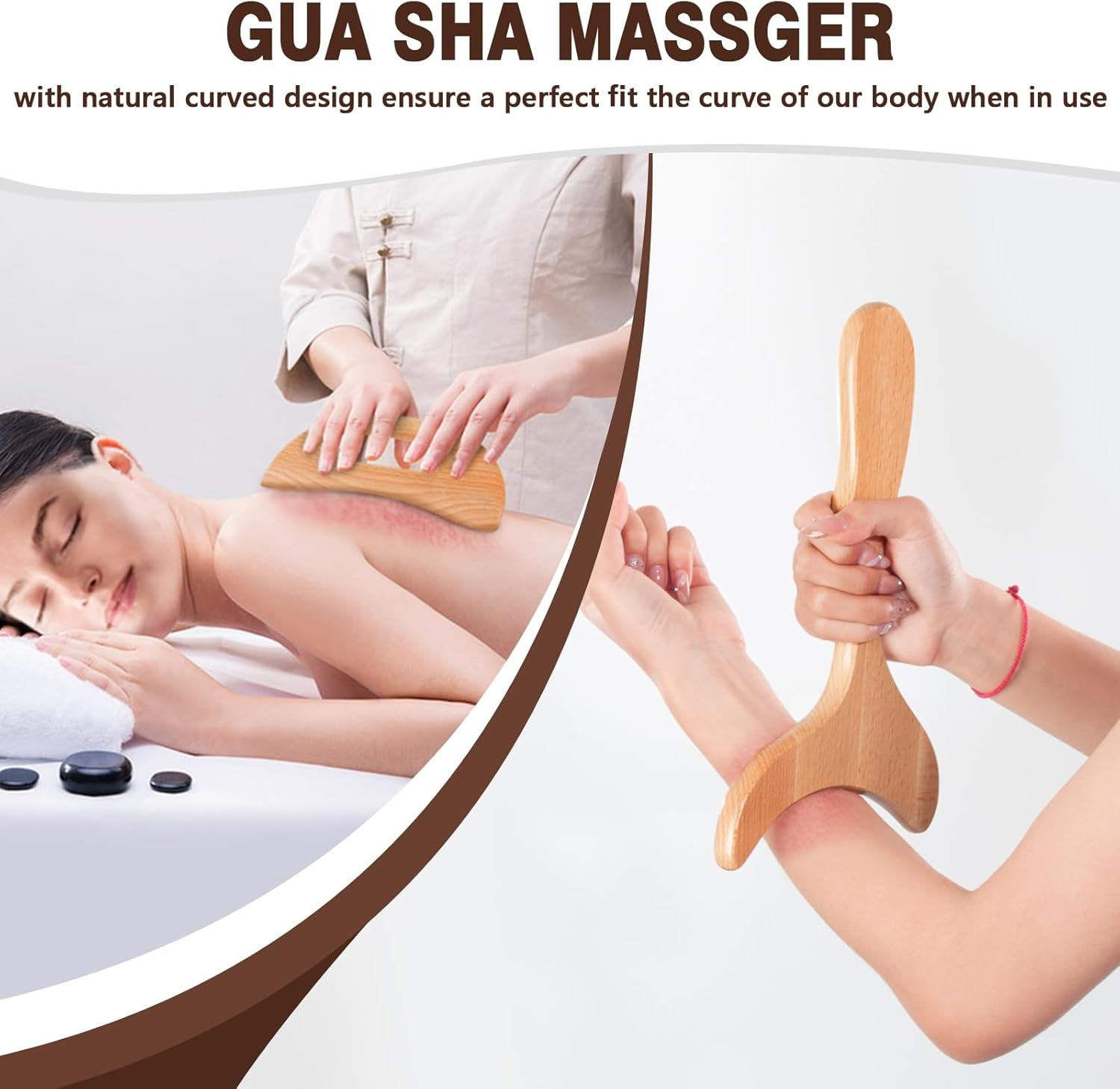 Wood Therapy Massage Tools 7-In-1, Wooden Lymphatic Drainage Massager Body Cellu