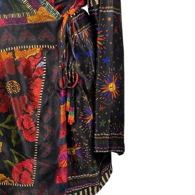 knee length dresses for ladies Black Mixed Arabesque Scarves Long Sleeve Mini Dress – FARM Rio