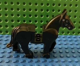 LEGO Black Horse Knight Castle Movable Legs Battle Helmet Armour with Saddle