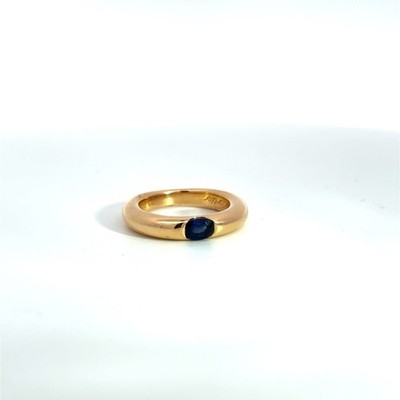 Cartier Ellipse 18k Yellow Gold Sapphire Solitaire Ring C1992 Size US6.25