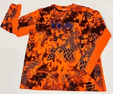 Huk Shirt Mens XL Orange Inferno Kryptek Camo Performance Fishing Long Sleeve