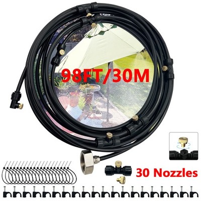 Misting Cooling System 98Ft (30M) Misting Line + 30 Brass Mist Nozzle For Garden