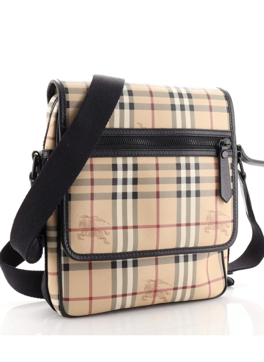 Unisex BURBERRY Beige/Black Haymarket Check PVC Canvas and Unisex BURBERRY Beige/Black Haymarket Check PVC Canvas and
