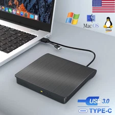 External DVD Drive USB 3.0 Type-C CD DVD +/-RW Optical Drive USB-C Burner Slim