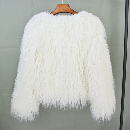 Short Fit Women Shaggy Faux Fur Coat Winter Warm Jacket Fluffy Cardigan Outwear - Bild 26 von 53