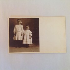 Vintage 1900's RPPC Arline and Ruth Beimborn Serious Sisters Girls Pose Dresses