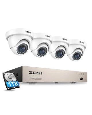 ZOSI H.265 Home Security Camera System 1080p with Hard Drive 1T 8CH 5MP Lite DVR