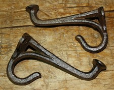 6 Cast Iron Tack Saddle Hook Style Coat Hooks Hat Hook Rack Hall Tree BROWN