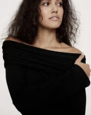 Banana Republic Women's NWT Luxe Wool-Blend Off-Shoulder Top Sz M #543313 Black