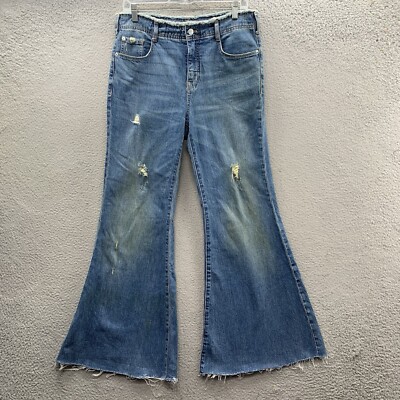 Pilcro and the letterpress Jeans Wide Leg Dirty Wash Raw Waist