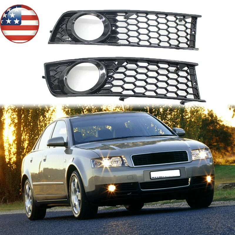 Cubierta de rejilla de luz antiniebla de nido de abeja para parachoques delantero para Audi A4 B6 02-05 DP7FOK Foto 2 de 4