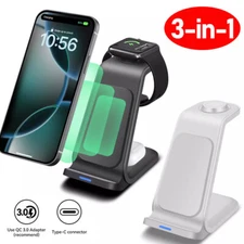 Wireless Fast Charger Dock Station For Apple Watch Air Pods iPhone Samsung Phone