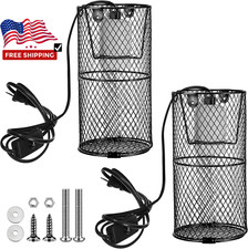 2 Pcs Reptile Heat Lamp Guard with 150W Ceramic Heat Emitter Basking anti Scald